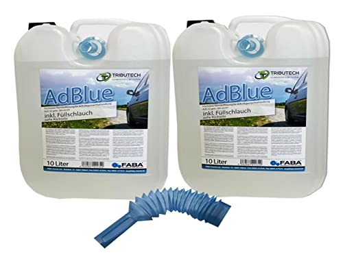 FABA AdBlue hochreine Harnstofflösung für SCR Abgasnachbehandlung 2x10 Liter mit Einfüllschlauch