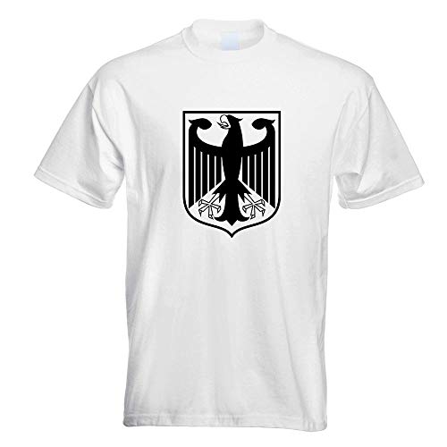 Kiwistar - T-Shirt - weiss - Bundeswappen Deutschland Rahmen Motiv Bedruckt Funshirt Design Print - mit Motiv bedruckt - Funshirt Design - Sport - Freizeit - Herren - L