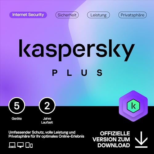 Kaspersky Plus Internet Security 2024 | 5 Geräte | 2 Jahre | Anti-Phishing und Firewall | Unbegrenzter VPN | Passwort-Manager | Online-Banking Schutz | PC/Mac/Mobile | Aktivierungscode per Email